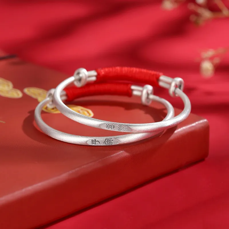 ZHOUBAIFU 999 Fine Silver Bangles Kids'-1