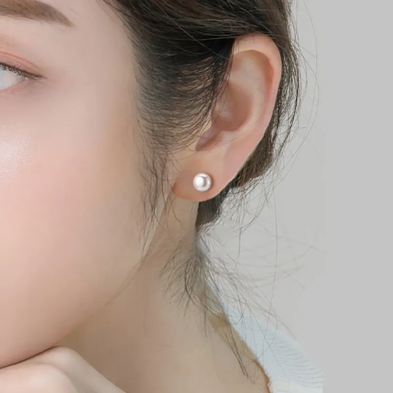 ZHOUBAIFU Pearl Stud Earrings Unisex-2