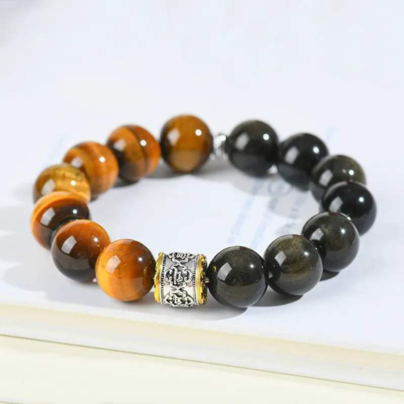 ZHOUBAIFU Tiger's Eye Stone Bracelets Men's-2