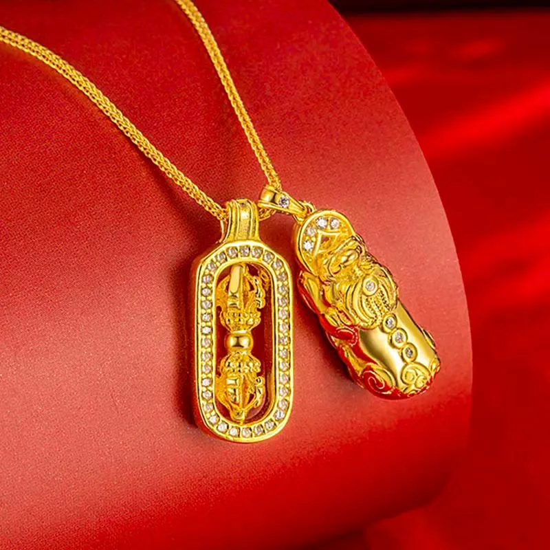 ZHOUBAIFU 990 Silver Necklaces Unisex Gold-5