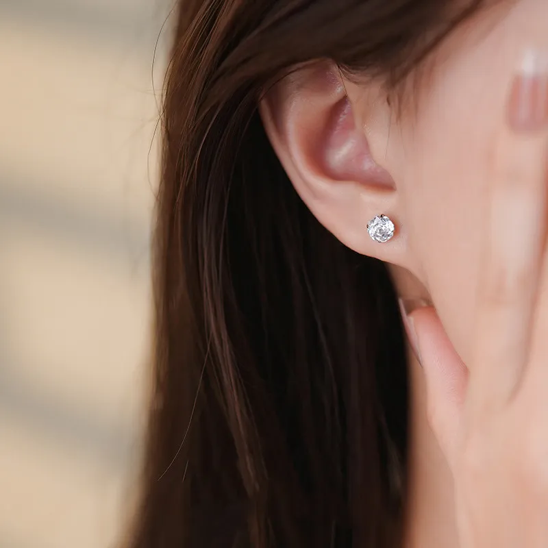 ZHOUBAIFU 999 Fine Silver Stud Earrings Women's-5