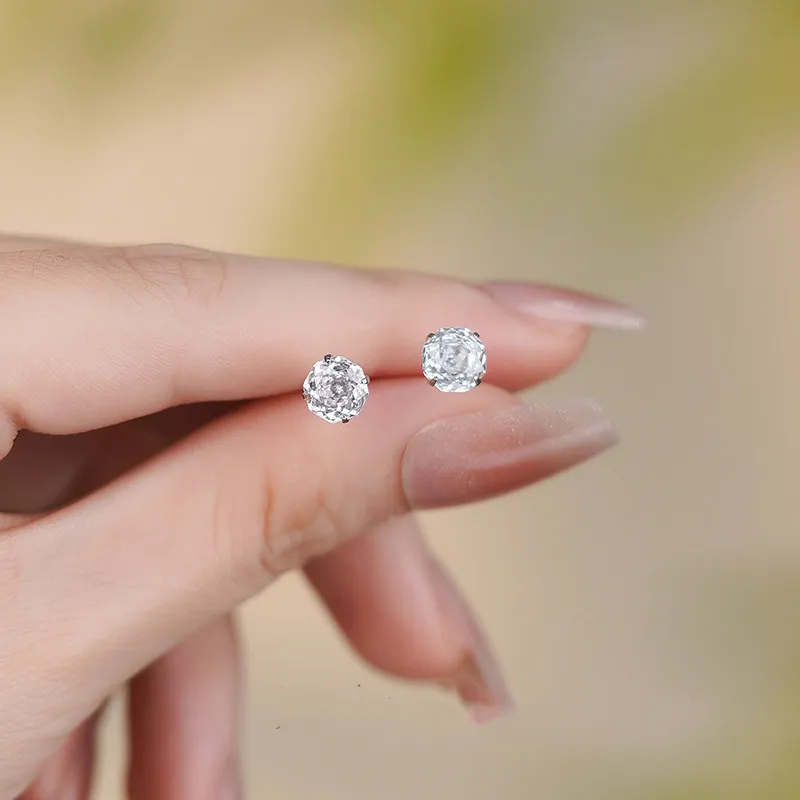 ZHOUBAIFU 999 Fine Silver Stud Earrings Women's-3