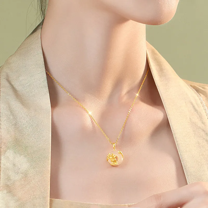 ZHOUBAIFU Chalcedony Jade Necklaces Women's-4