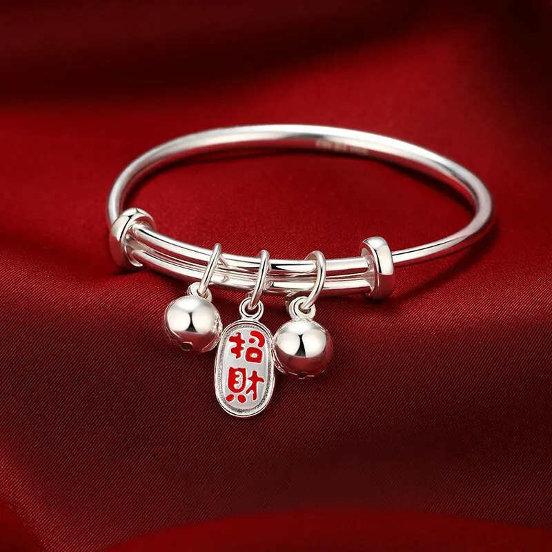 ZHOUBAIFU S999 Fine Silver Bangles Kids'-3