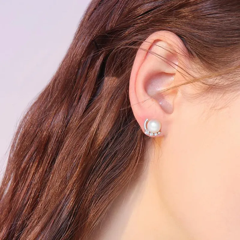 ZHOUBAIFU Pearl Stud Earrings Unisex-4