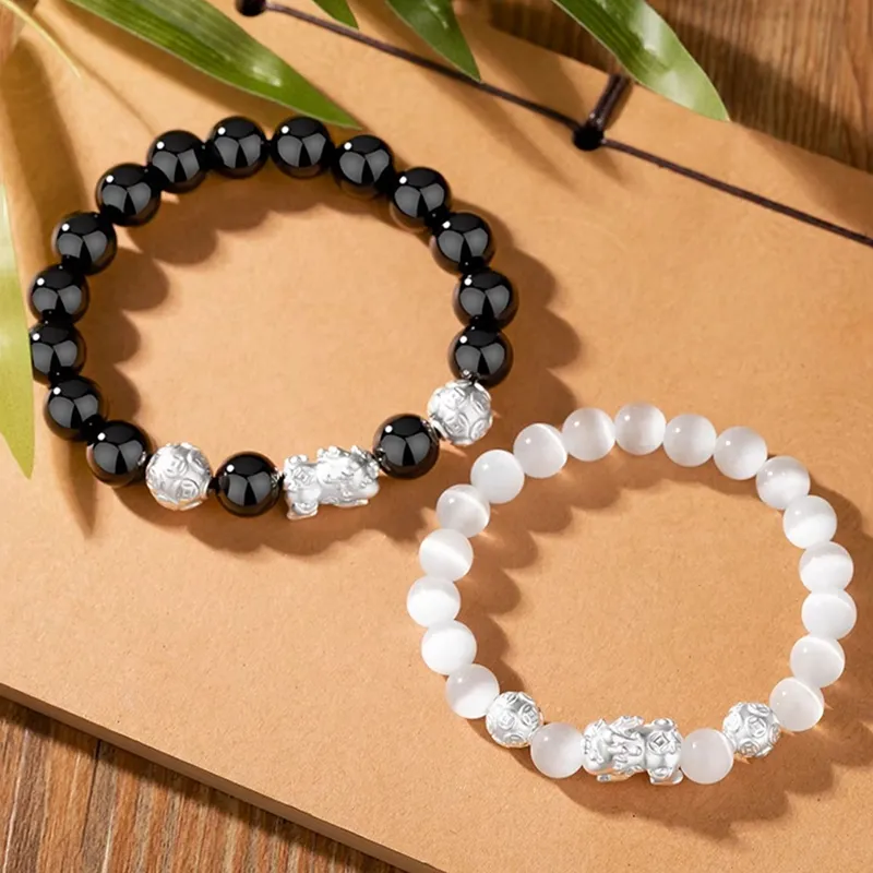 ZHOUBAIFU Obsidian Bracelets Unisex-3