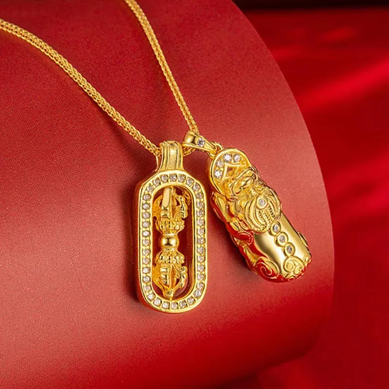 ZHOUBAIFU 990 Silver Necklaces Unisex Gold-2