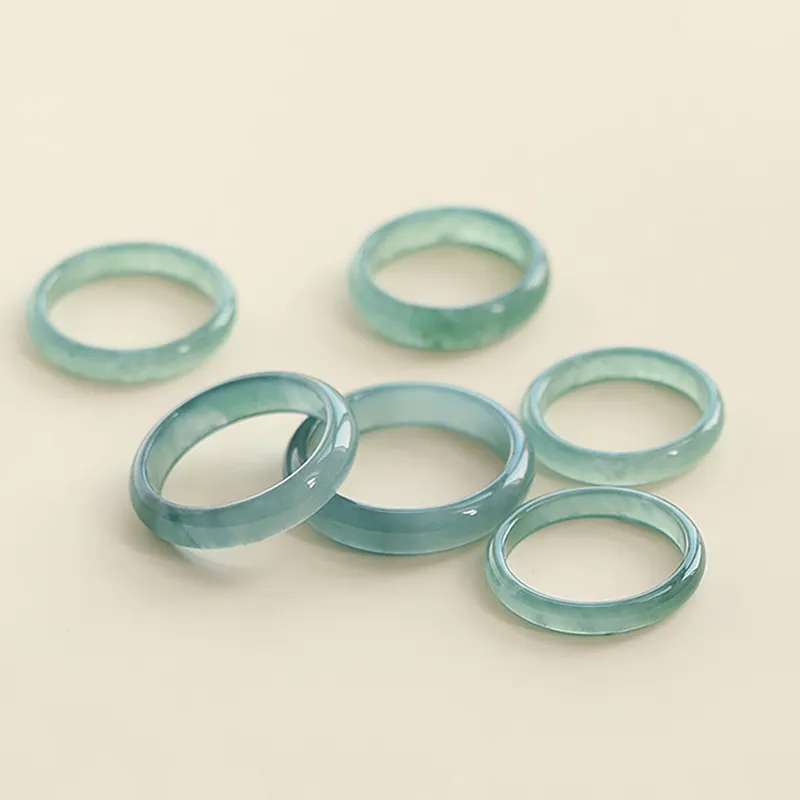 ZHOUBAIFU Bean Type Jadeite Rings Women's-2
