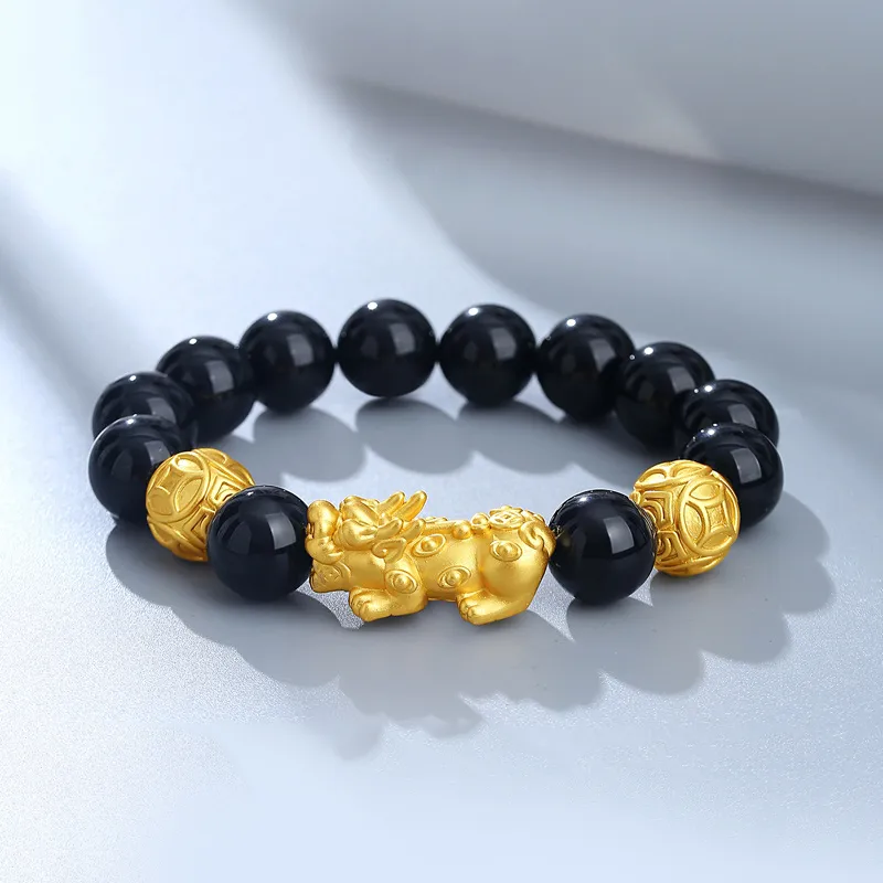 ZHOUBAIFU Obsidian Bracelets Men's-2