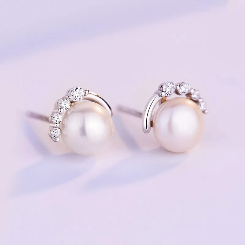 ZHOUBAIFU Pearl Stud Earrings Unisex-3