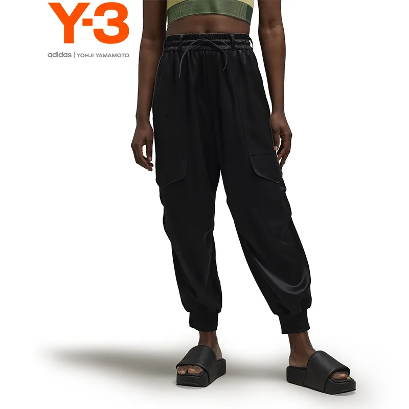 Y 3 High shine Tapered Cargo Trousers-1