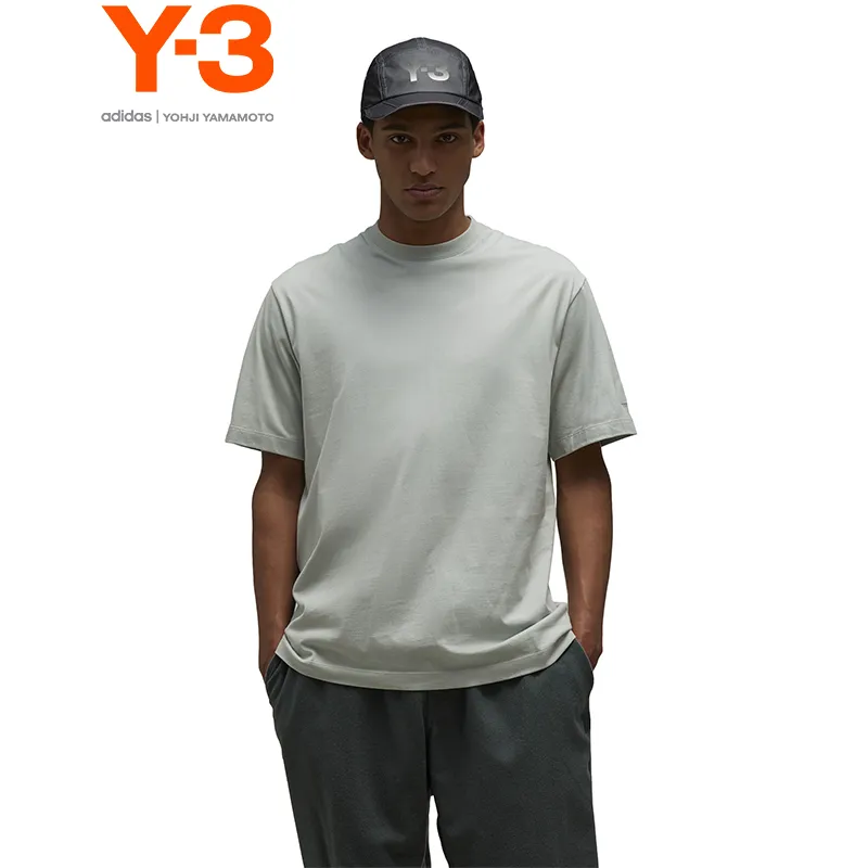 Y 3 T Shirts Unisex Light Gray-1