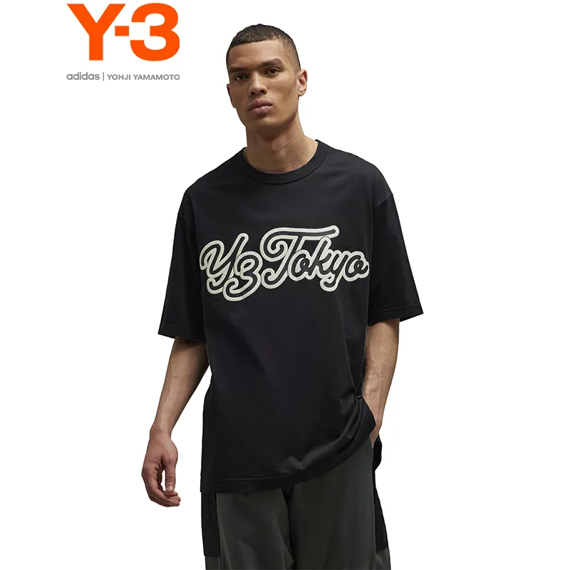 Y-3 Gfx S/S Logo-flocked T-shirt-1