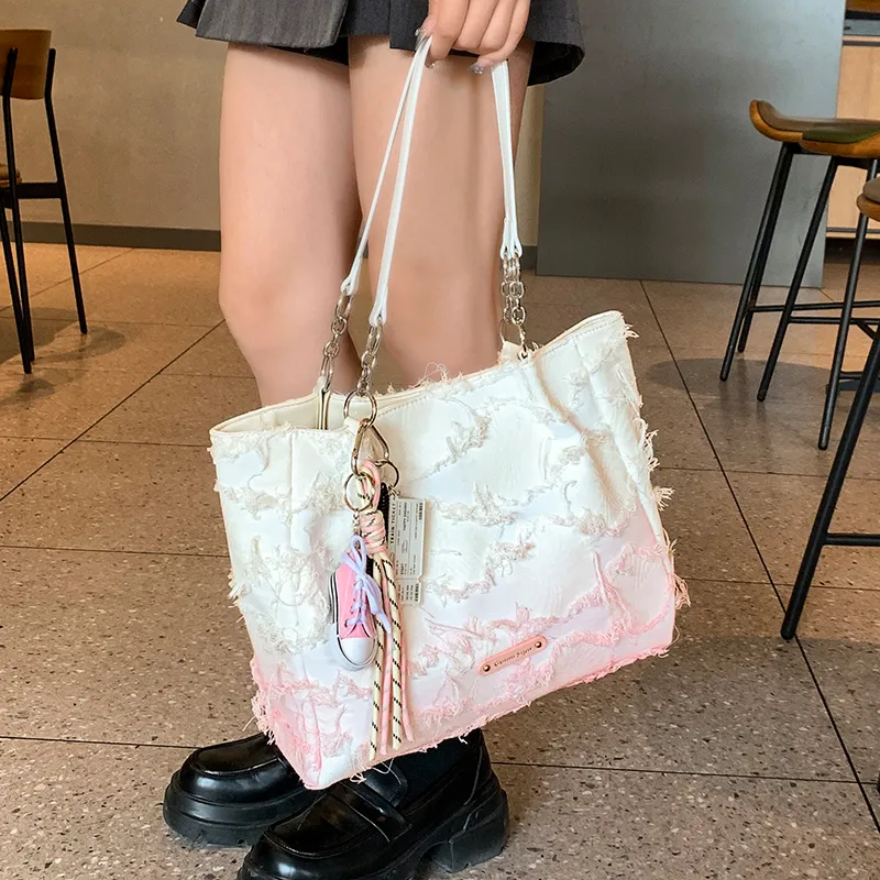 OCTSUI PU Tote Bag, Shoulder Bag Women's Ecru-2