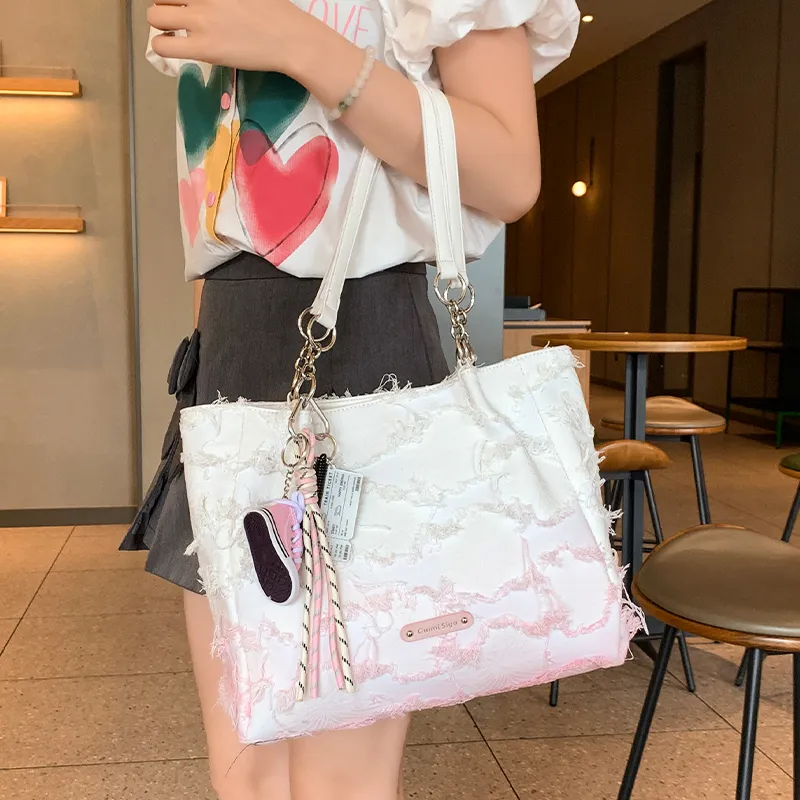 OCTSUI PU Tote Bag, Shoulder Bag Women's Ecru-3