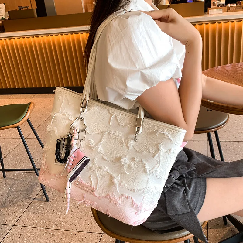 OCTSUI PU Tote Bag, Shopping Bag, Shoulder Bag Regular Women's Ecru-2