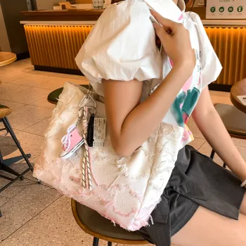 OCTSUI PU Tote Bag, Shoulder Bag Women's Ecru
