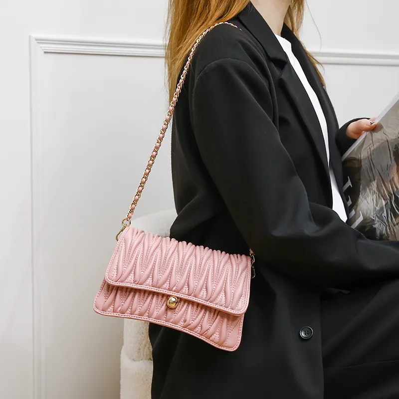 OCTSUI Cow Leather Shoulder Bag Regular Women's Ecru Black/Crystal Pink/Silver-15
