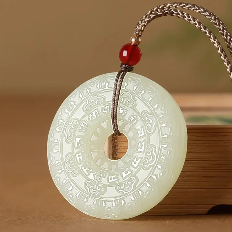 Beth Jewelry Hetian Jade Necklaces Pale Greenish White Jade Unisex-2