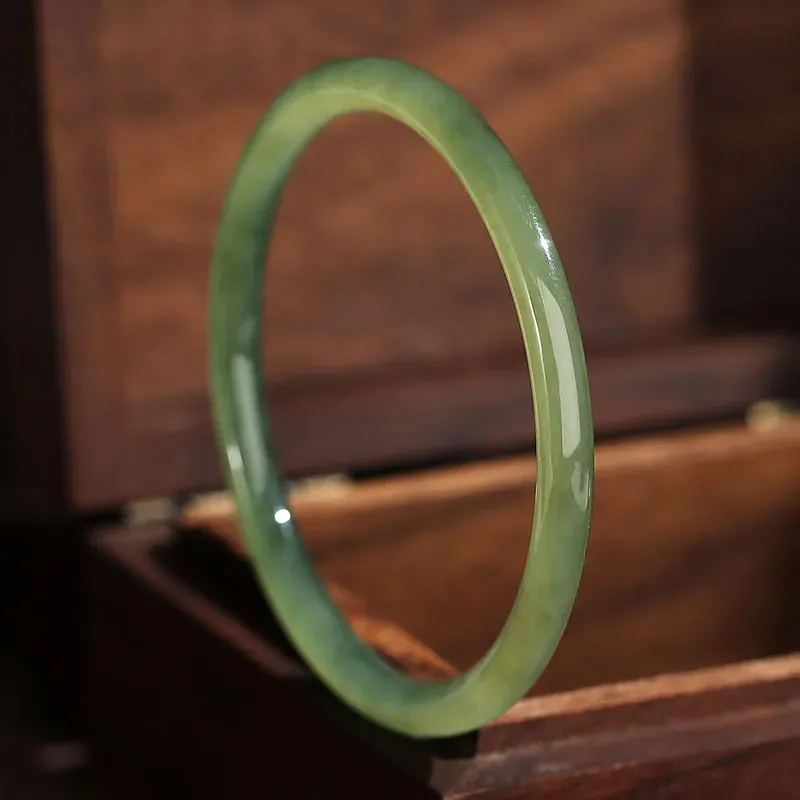 Beth Jewelry Hetian Jade Bangles Pale Greenish White Jade Women's-6