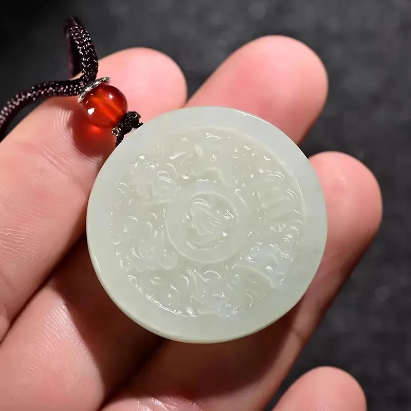 Beth Jewelry Hetian Jade Necklaces Pale Greenish White Jade Unisex-4