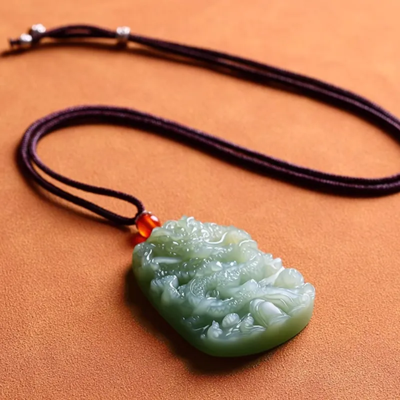 Beth Jewelry Hetian Jade Necklaces Pale Greenish White Jade Unisex-5