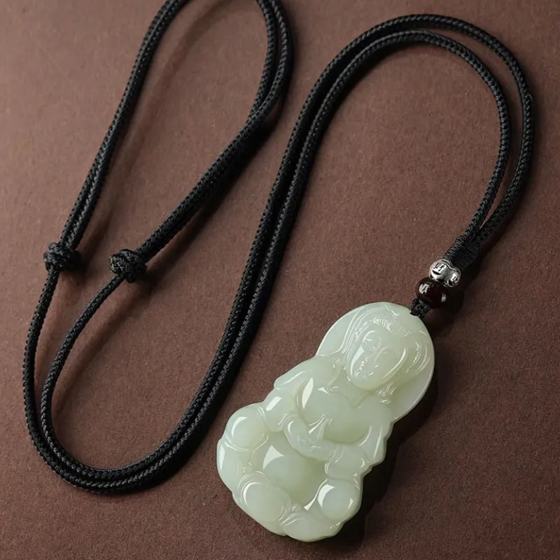 Beth Jewelry Hetian Jade Necklaces Pale Greenish White Jade Unisex-6
