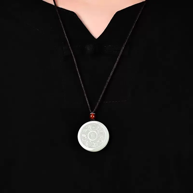 Beth Jewelry Hetian Jade Necklaces Pale Greenish White Jade Unisex-5