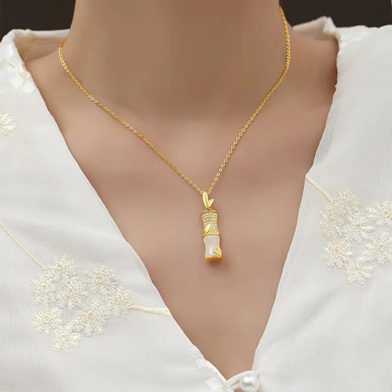 Beth Jewelry Hetian Jade Necklaces Pale Greenish White Jade Women's-6