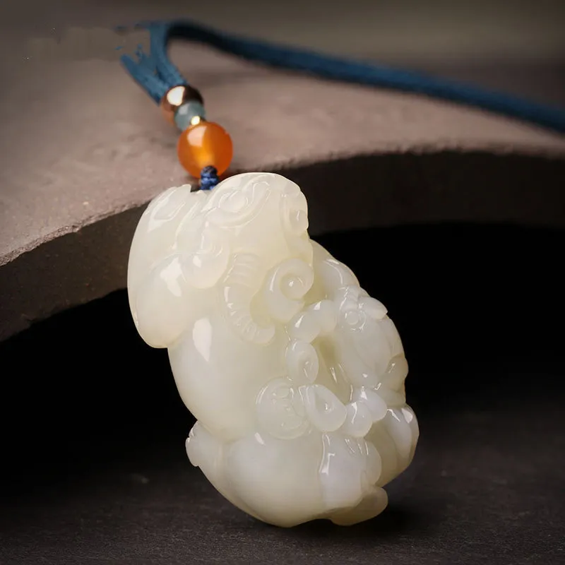 Beth Jewelry Hetian Jade Pale Greenish White Jade Unisex-3