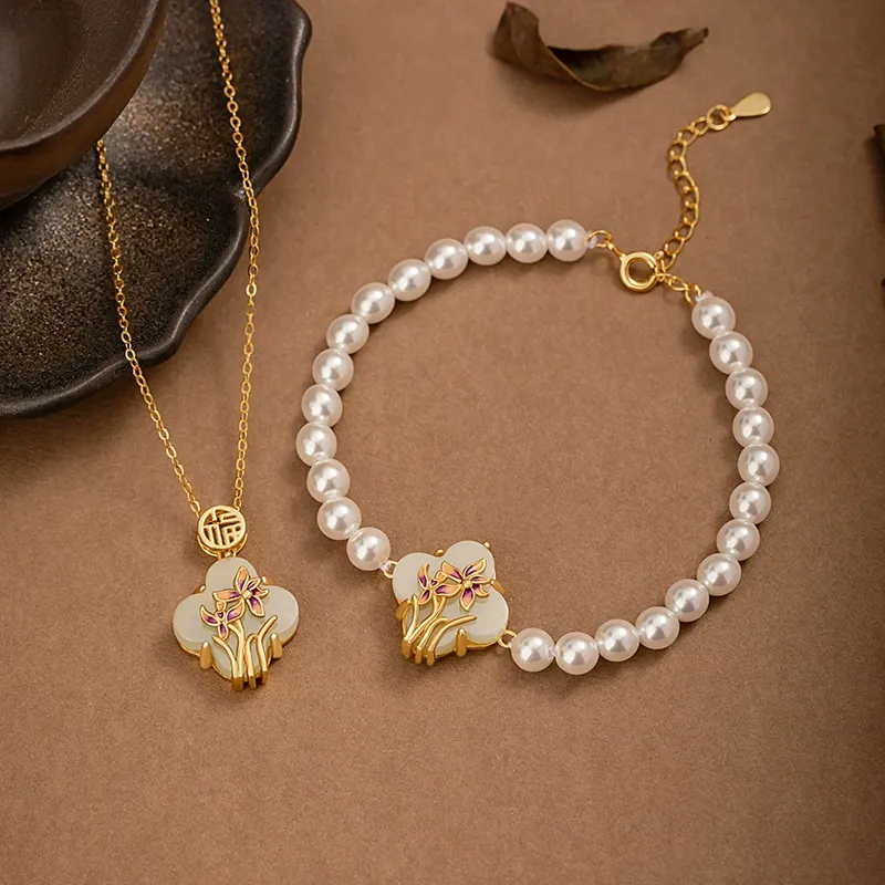 Beth Jewelry Hetian Jade Bracelets Pale Greenish White Jade Women's-2