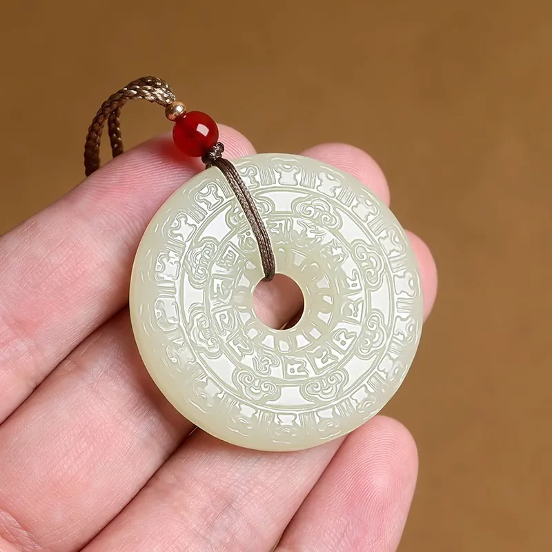 Beth Jewelry Hetian Jade Necklaces Pale Greenish White Jade Unisex-3