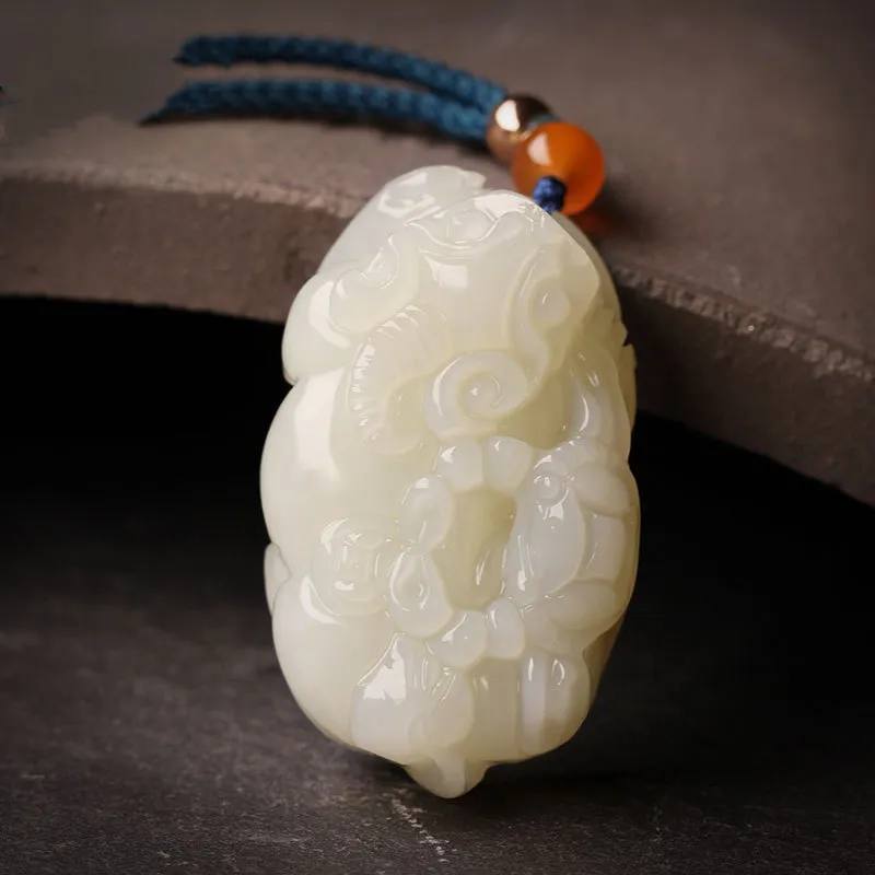 Beth Jewelry Hetian Jade Pale Greenish White Jade Unisex-1