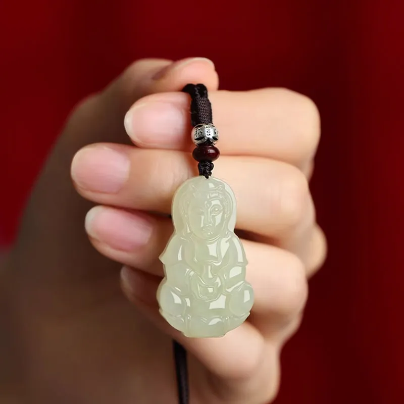 Beth Jewelry Hetian Jade Necklaces Pale Greenish White Jade Unisex-3