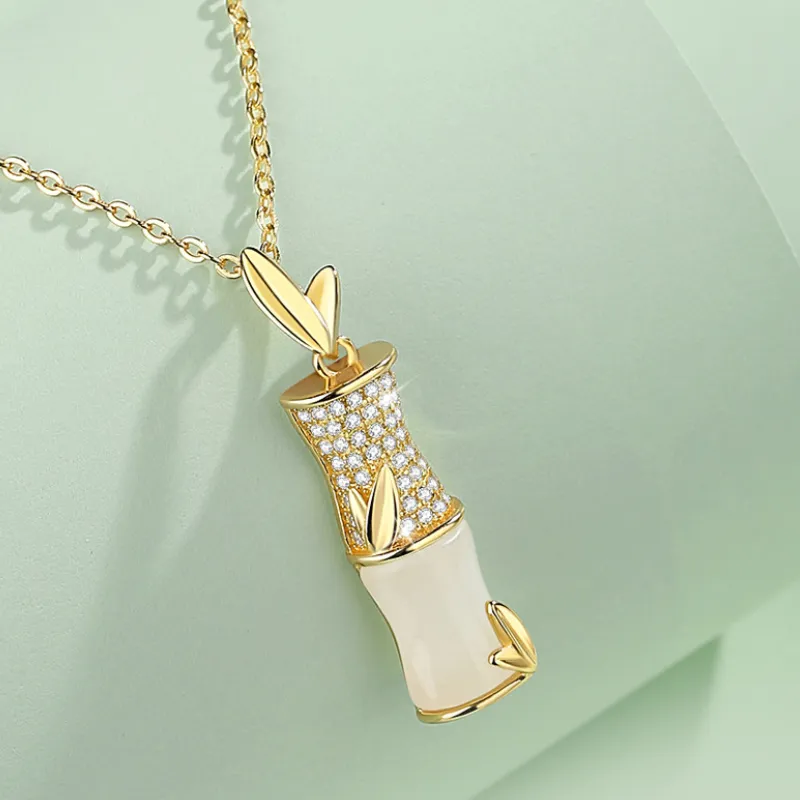 Beth Jewelry Hetian Jade Necklaces Pale Greenish White Jade Women's-5