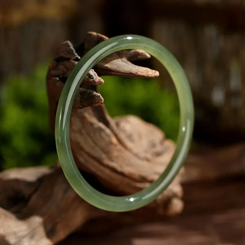 Beth Jewelry Hetian Jade Bangles Pale Greenish White Jade Women's-7