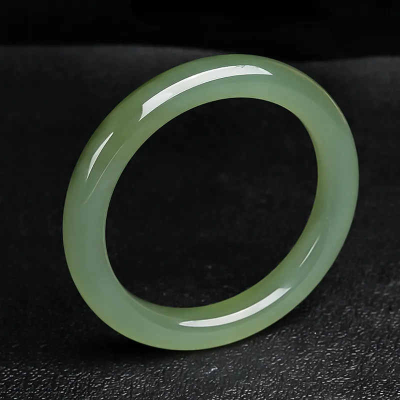 Beth Jewelry Hetian Jade Bangles Pale Greenish White Jade Women's-1