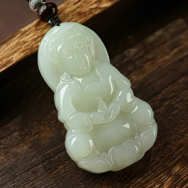 Beth Jewelry Hetian Jade Necklaces Pale Greenish White Jade Unisex-5