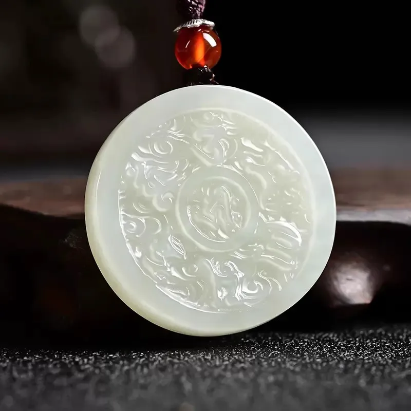 Beth Jewelry Hetian Jade Necklaces Pale Greenish White Jade Unisex-2