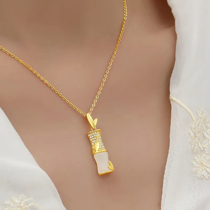 Beth Jewelry Hetian Jade Necklaces Pale Greenish White Jade Women's-7