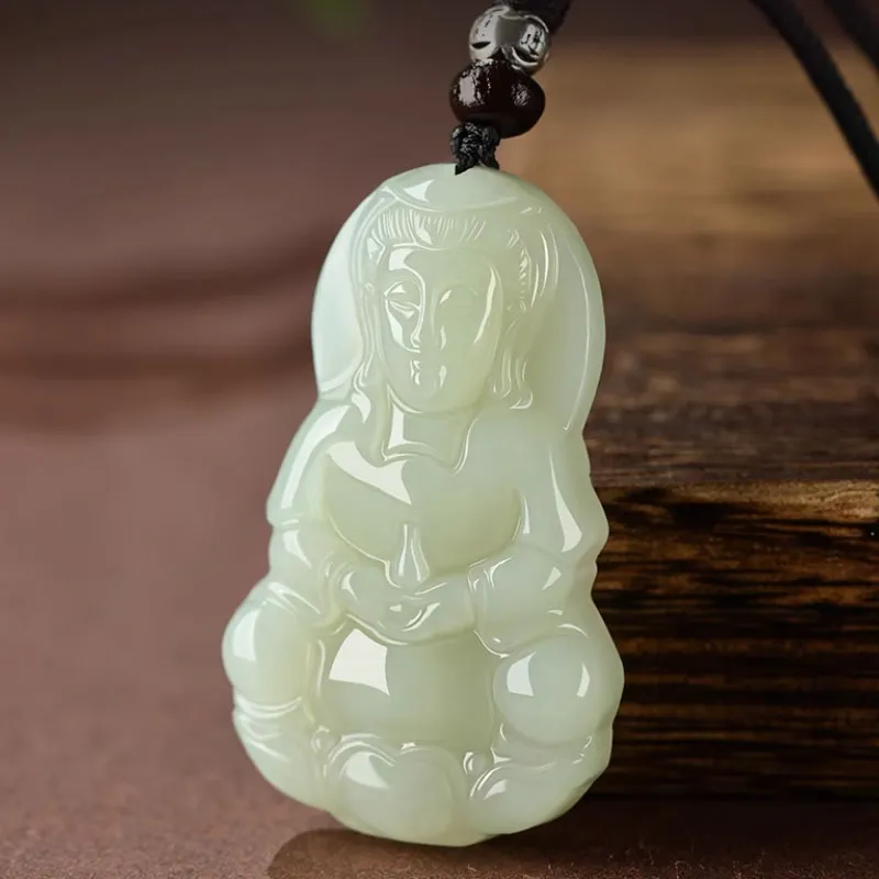Beth Jewelry Hetian Jade Necklaces Pale Greenish White Jade Unisex-4