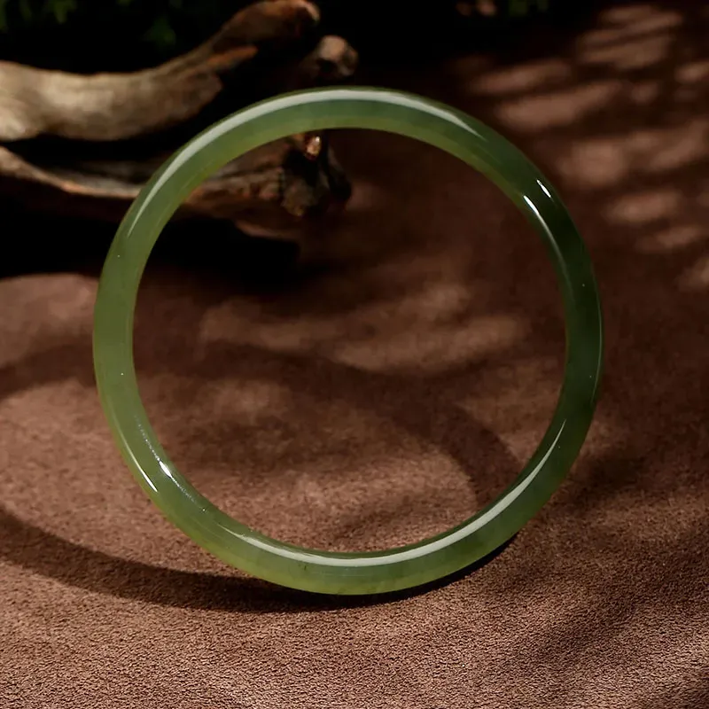 Beth Jewelry Hetian Jade Bangles Pale Greenish White Jade Women's-3