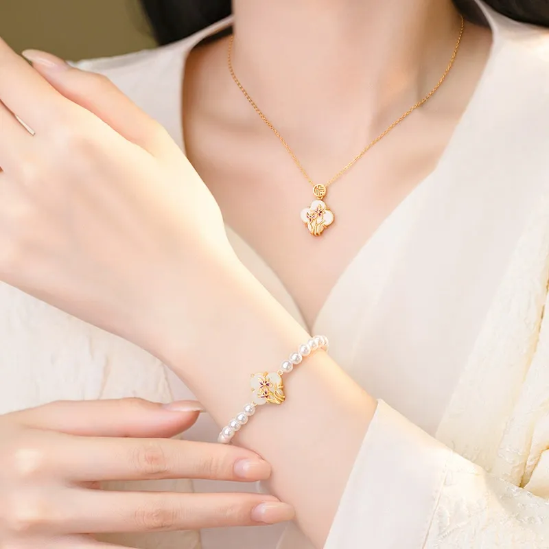 Beth Jewelry Hetian Jade Bracelets Pale Greenish White Jade Women's-6