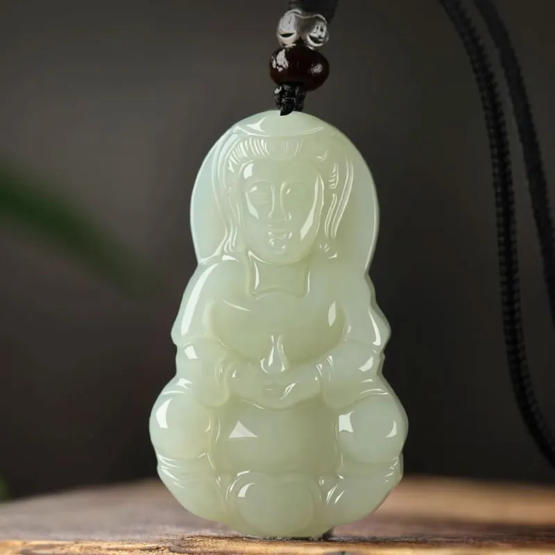 Beth Jewelry Hetian Jade Necklaces Pale Greenish White Jade Unisex-1