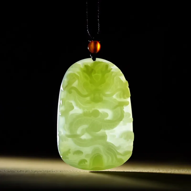 Beth Jewelry Hetian Jade Necklaces Pale Greenish White Jade Unisex-4