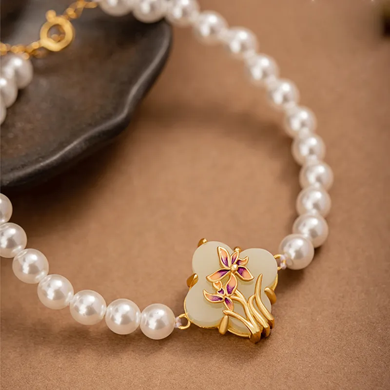 Beth Jewelry Hetian Jade Bracelets Pale Greenish White Jade Women's-7