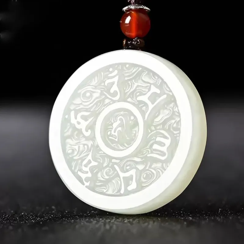 Beth Jewelry Hetian Jade Necklaces Pale Greenish White Jade Unisex-3
