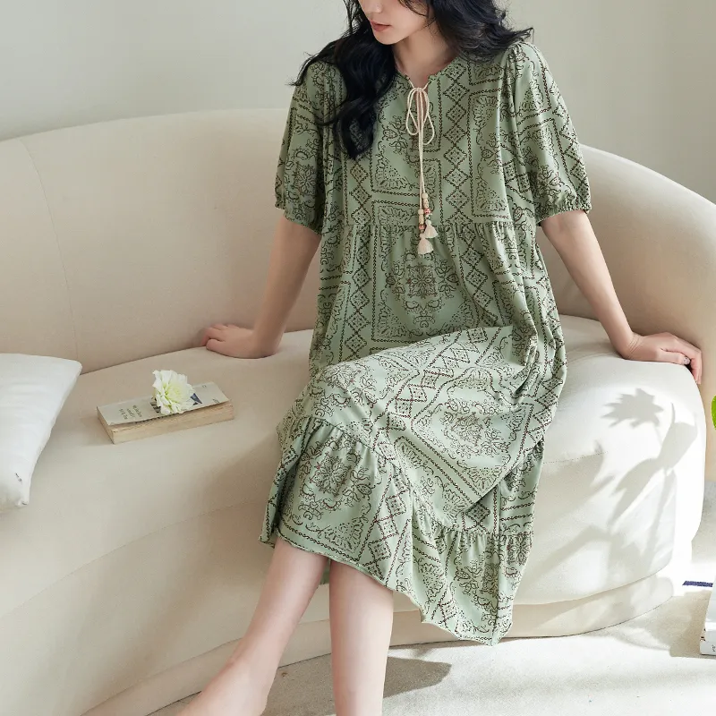 Song Qianya Nightgown Women's Green-1