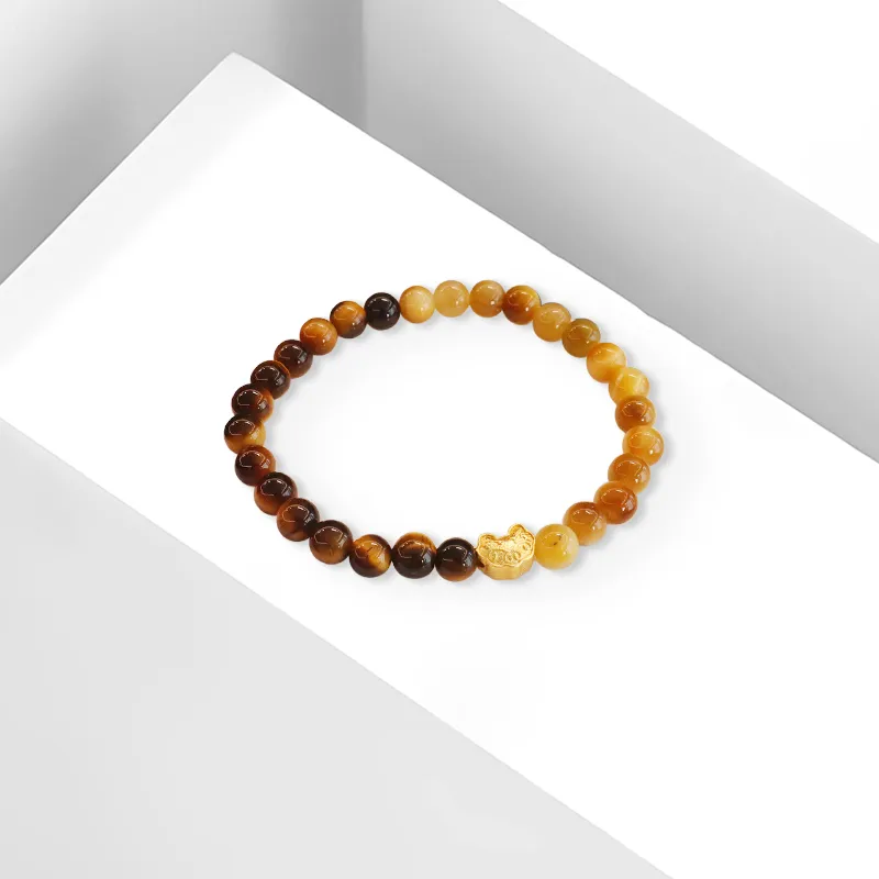 CANHUI Tiger's Eye Stone Fu Lock Beaded Bracelet Women's-1