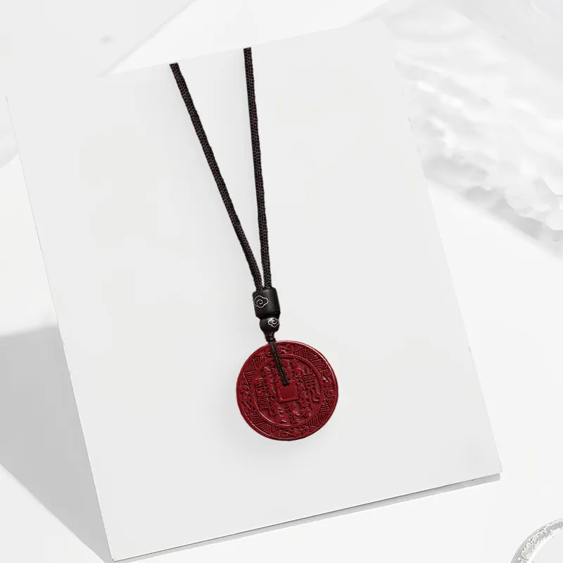 CANHUI Cinnabar Auspicious Clouds Peaceful Symbol Necklace Women's-1